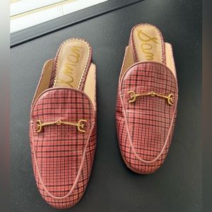 Sam Edelman pink/ mauve plaid slide loafers - Size 6